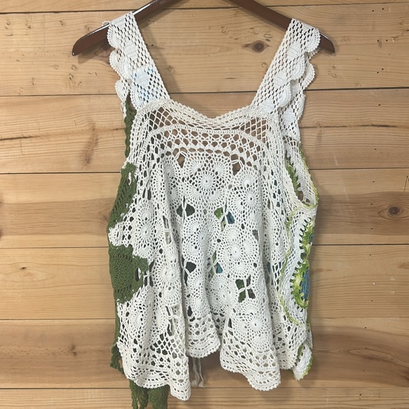 Vintage handmade lace lagenlook layering Gypsy boho bohemian top tank vest Large - Picture 14 of 15